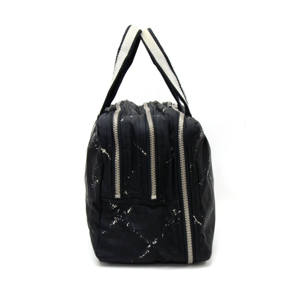 Chanel Travel Line Black and White Nylon Waterproof Hand Bag  1