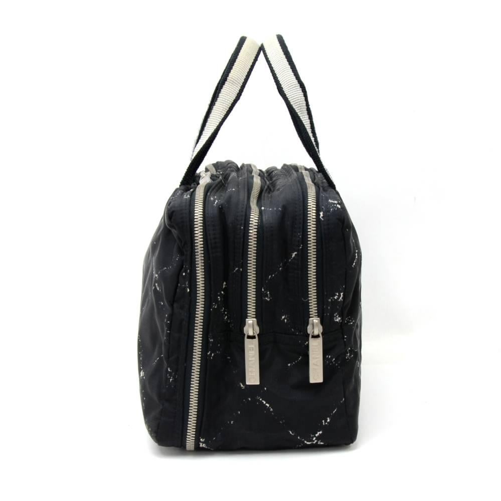 Women's Chanel Travel Line Black and White Nylon Waterproof Hand Bag 