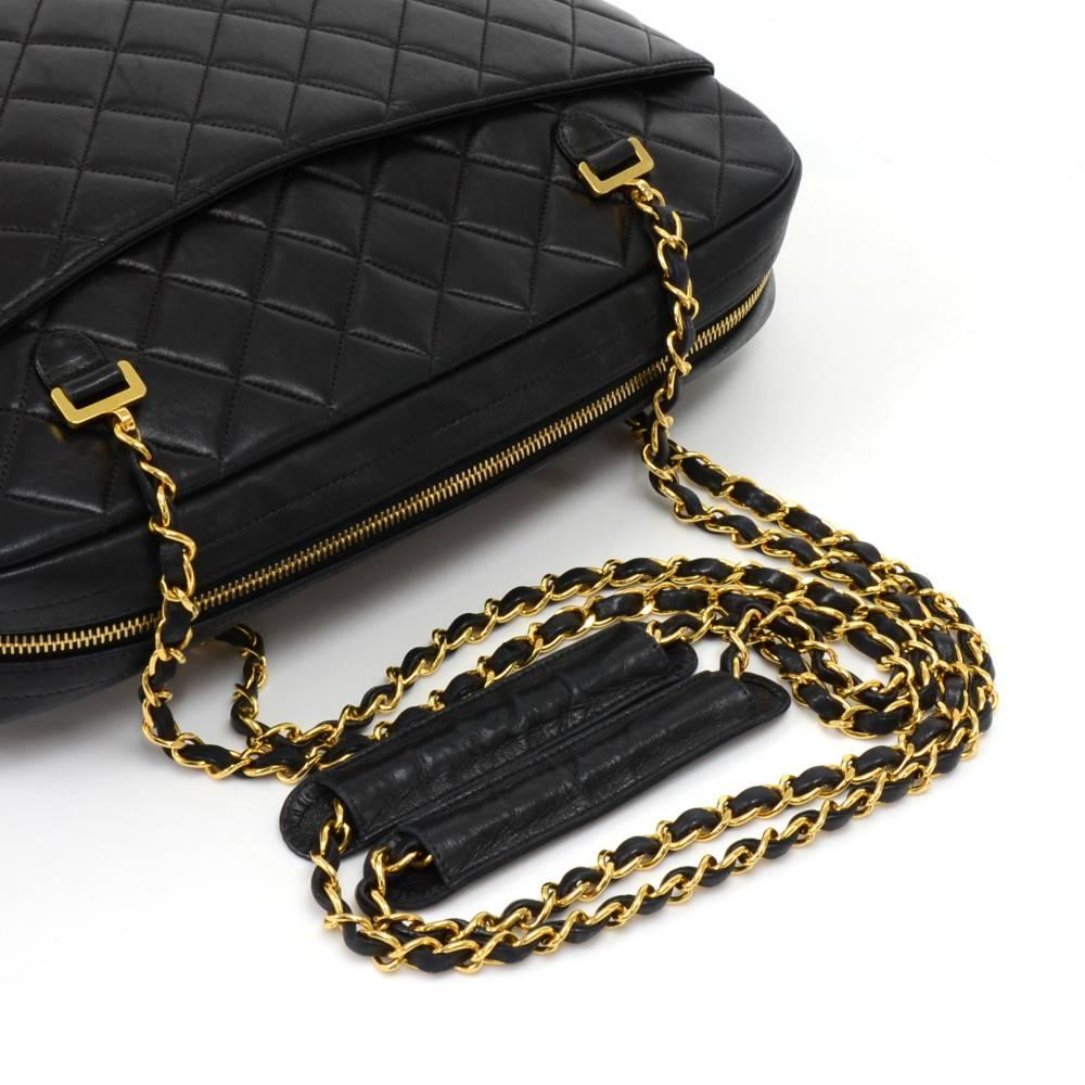 Chanel Vintage XL Tote Black Shoulder Bag  Quilted Lambskin Leather 2