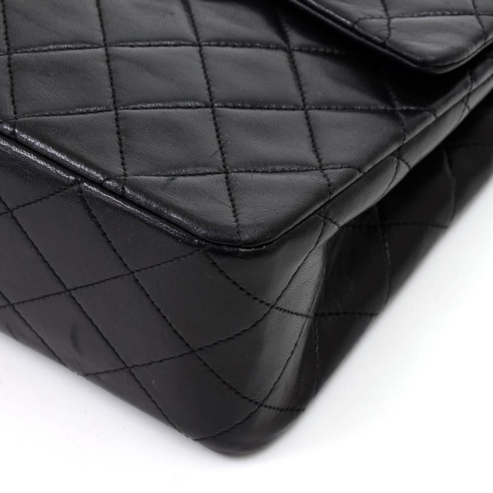 Chanel Vintage 2.55 10 inch Tall Double Flap Black Quilted Leather Shoulder Bag  1