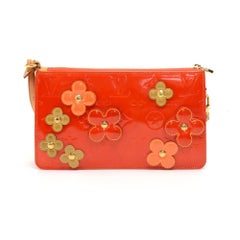 Louis Vuitton - Sac à main Lexington en cuir vernis orange à fleurs 2002