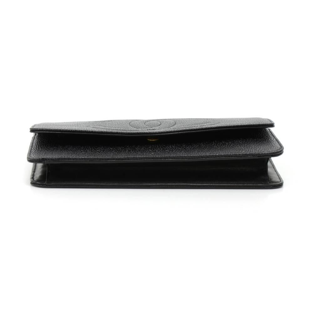 Chanel Black Caviar Leather CC Logo Long Wallet 1