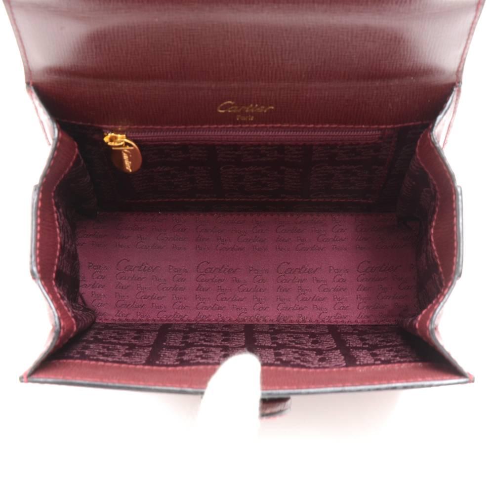 Vintage Cartier Burgundy Cowhide Leather Handbag 5
