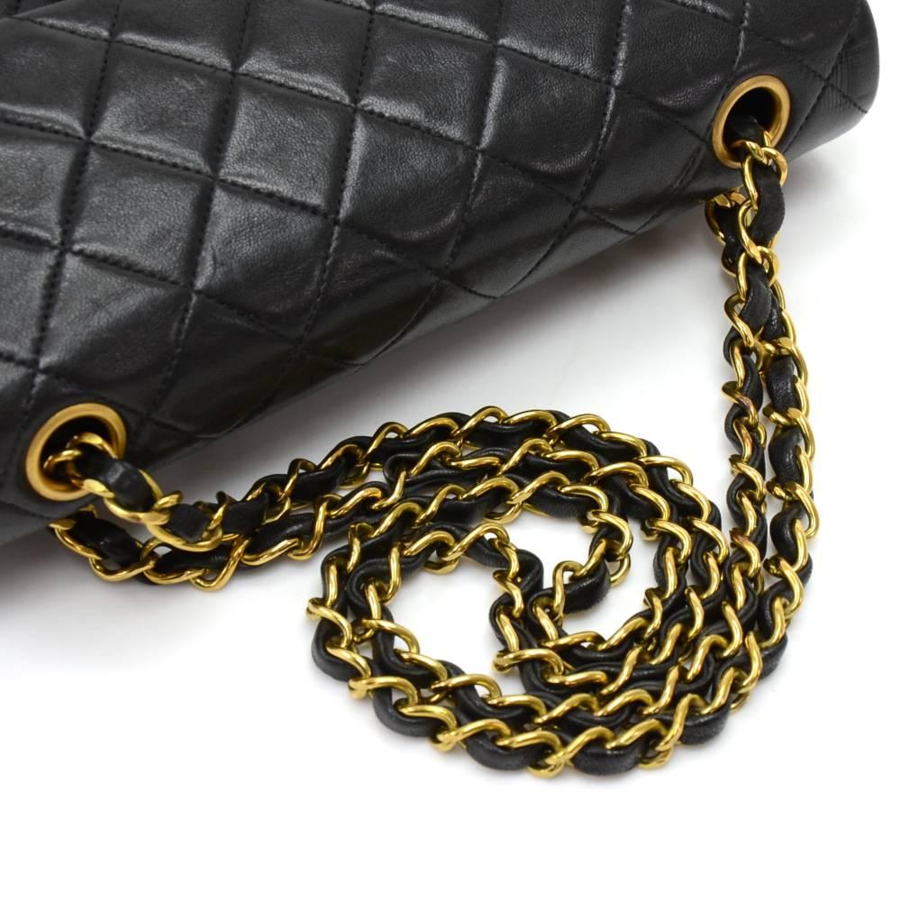 Vintage Chanel 2.55 Double Flap Black Quilted Leather Shoulder Bag 1