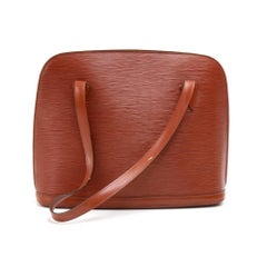 Vintage Louis Vuitton Lussac Brown Epi Leather Large Shoulder Bag