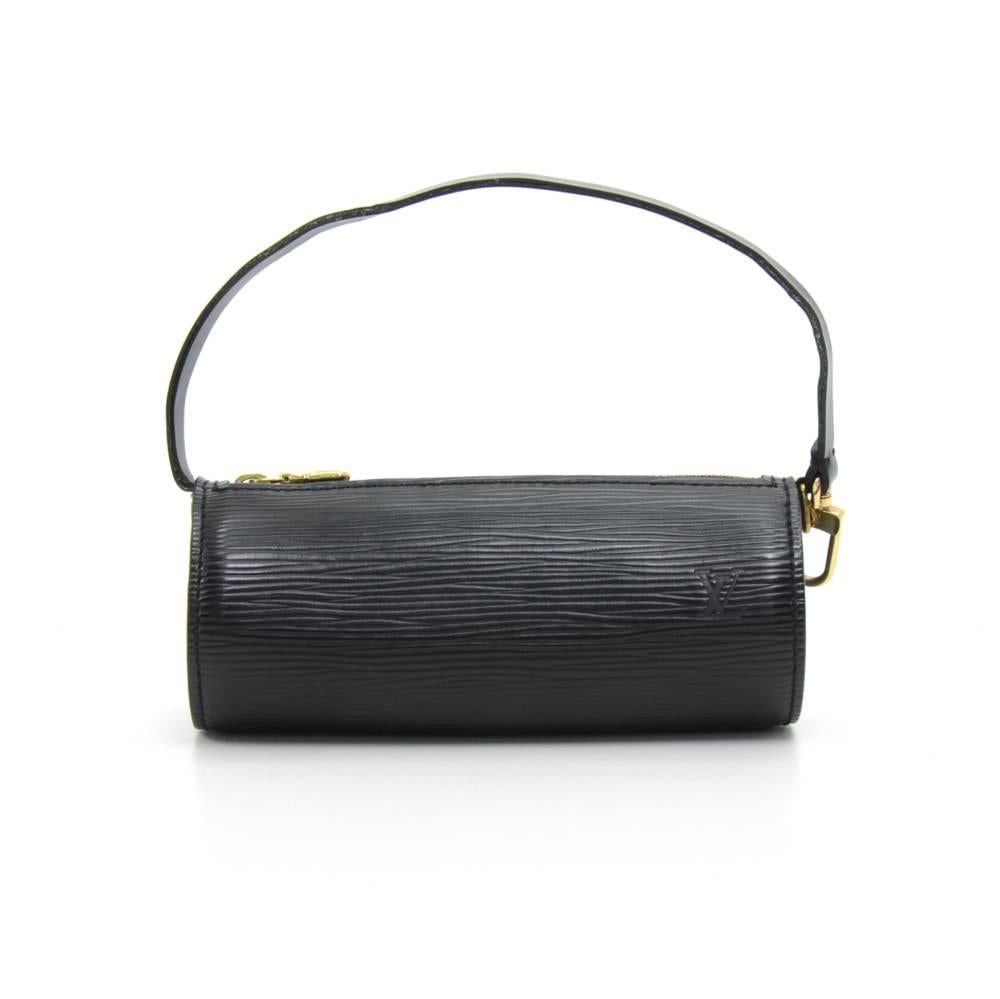 Vintage Louis Vuitton Soufflot Black Epi Leather Hand Bag + Pouch  4