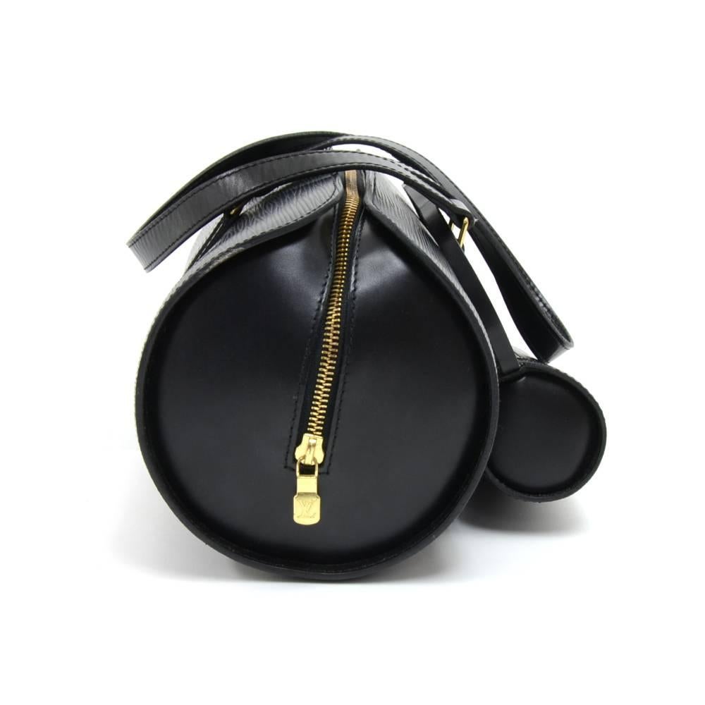 Women's Vintage Louis Vuitton Soufflot Black Epi Leather Hand Bag + Pouch 