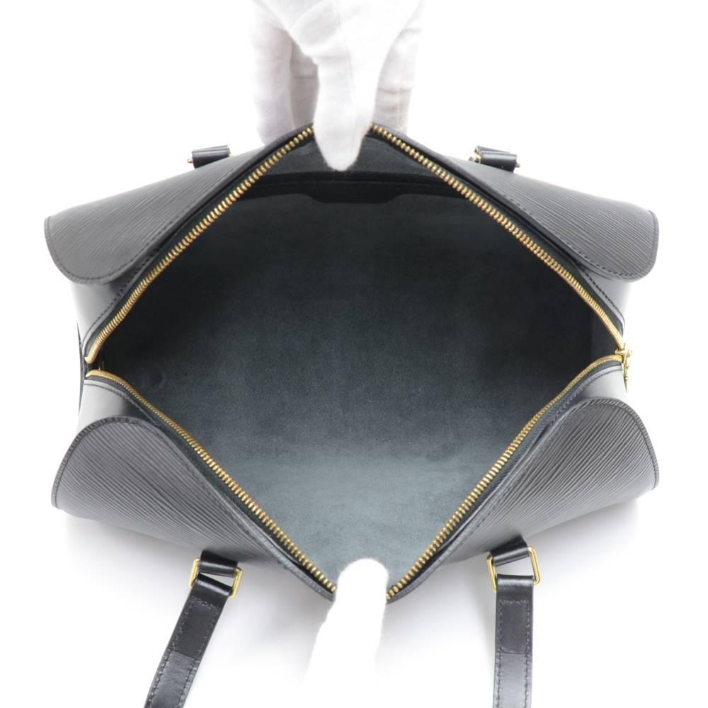 Vintage Louis Vuitton Soufflot Black Epi Leather Hand Bag + Pouch  6