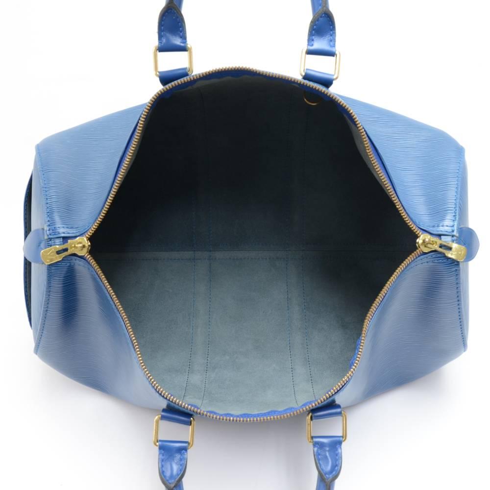 Louis Vuitton Vintage Keepall 45 Blue Epi Leather Duffle Travel Bag 3