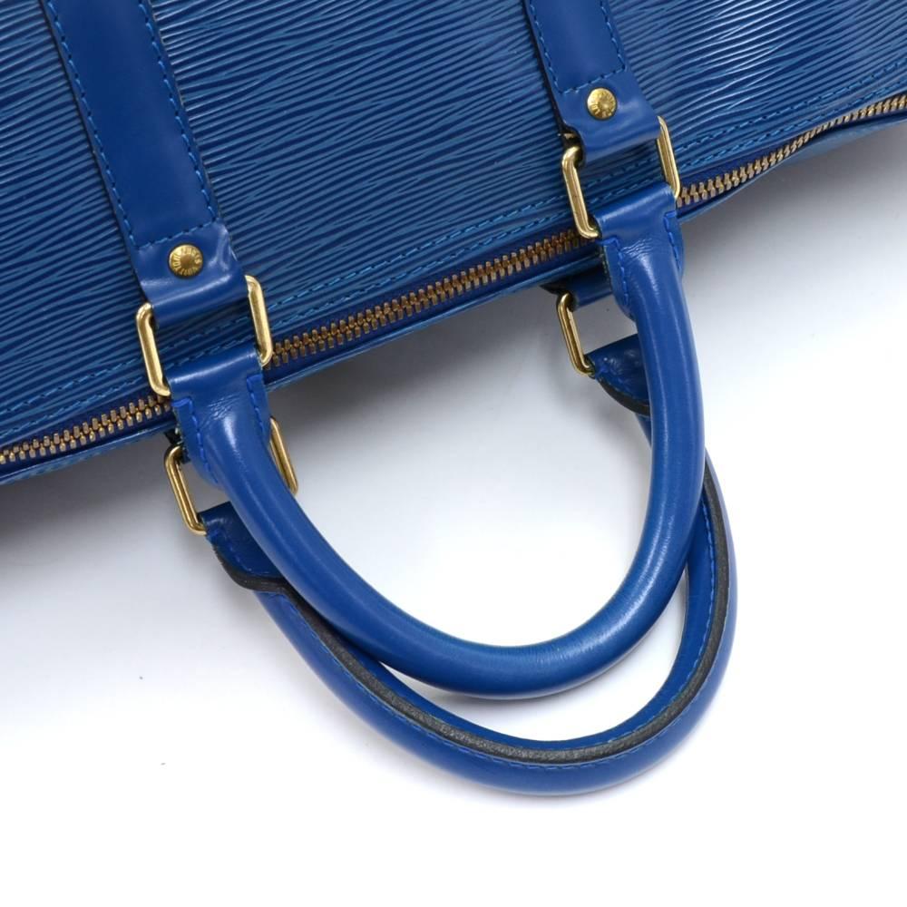Louis Vuitton Vintage Keepall 45 Blue Epi Leather Duffle Travel Bag In Good Condition In Fukuoka, Kyushu