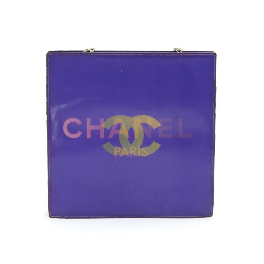 Chanel Shoulder bag in Holographic purple vinyl. A very rare find where the bag has a holographic/lenticular surface where the design changes between a gold 
