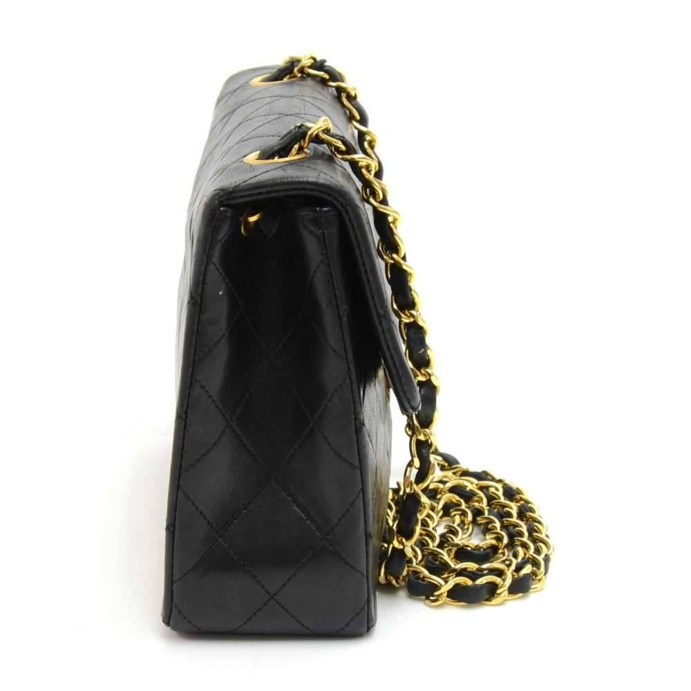 Women's Vintage Chanel 8” Flap Black Quilted Leather Mini Shoulder Bag