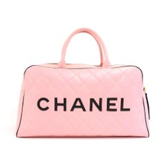 Chanel Vintage Sports Line Pink Calfskin Diamond Quilted Leather Boston Bag