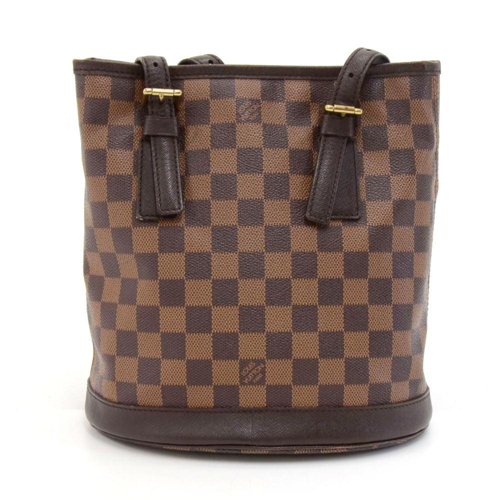 Brown Vintage Louis Vuitton Marais Ebene Damier Canvas Shoulder Bag