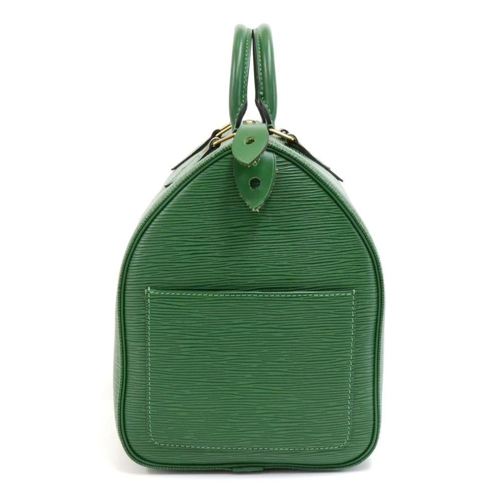 Vintage Louis Vuitton Speedy 35 Green Epi Leather City Hand Bag In Good Condition In Fukuoka, Kyushu