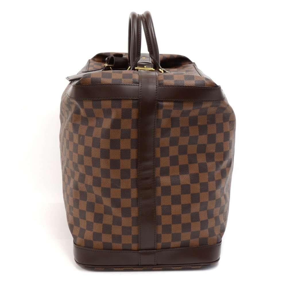 Brown Louis Vuitton Grimaud Damier Ebene Canvas Travel Handbag For Sale