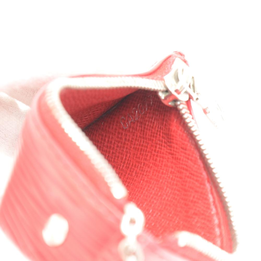 Women's Louis Vuitton Pochette Cles Red Epi Leather Coin Case For Sale