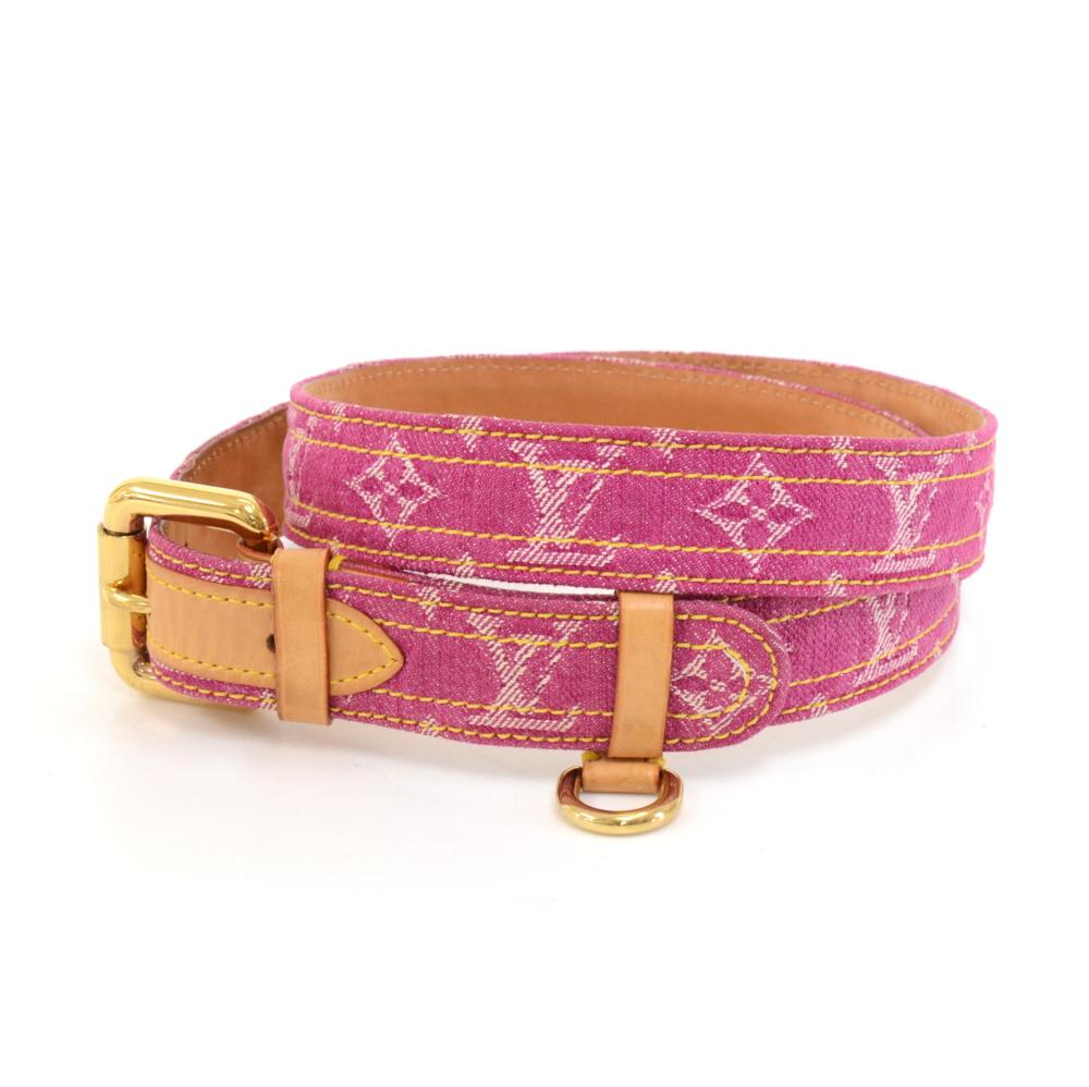 Louis Vuitton Magenta Ceinture Monogram Denim Belt Size 90/36 In Good Condition For Sale In Fukuoka, Kyushu