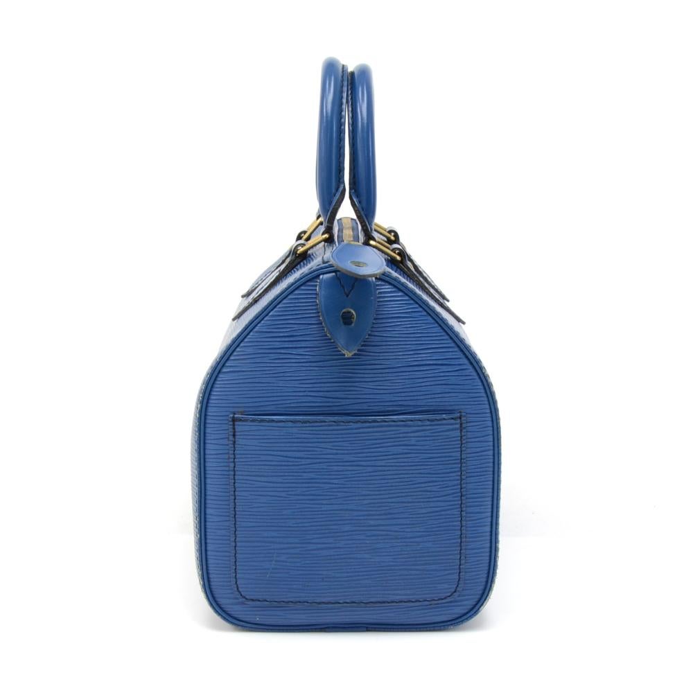 Vintage Louis Vuitton Speedy 25 Blue Epi Leather City Hand Bag In Good Condition For Sale In Fukuoka, Kyushu