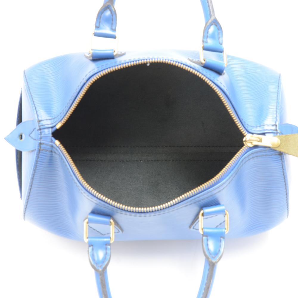 Vintage Louis Vuitton Speedy 25 Blue Epi Leather City Hand Bag For Sale 5