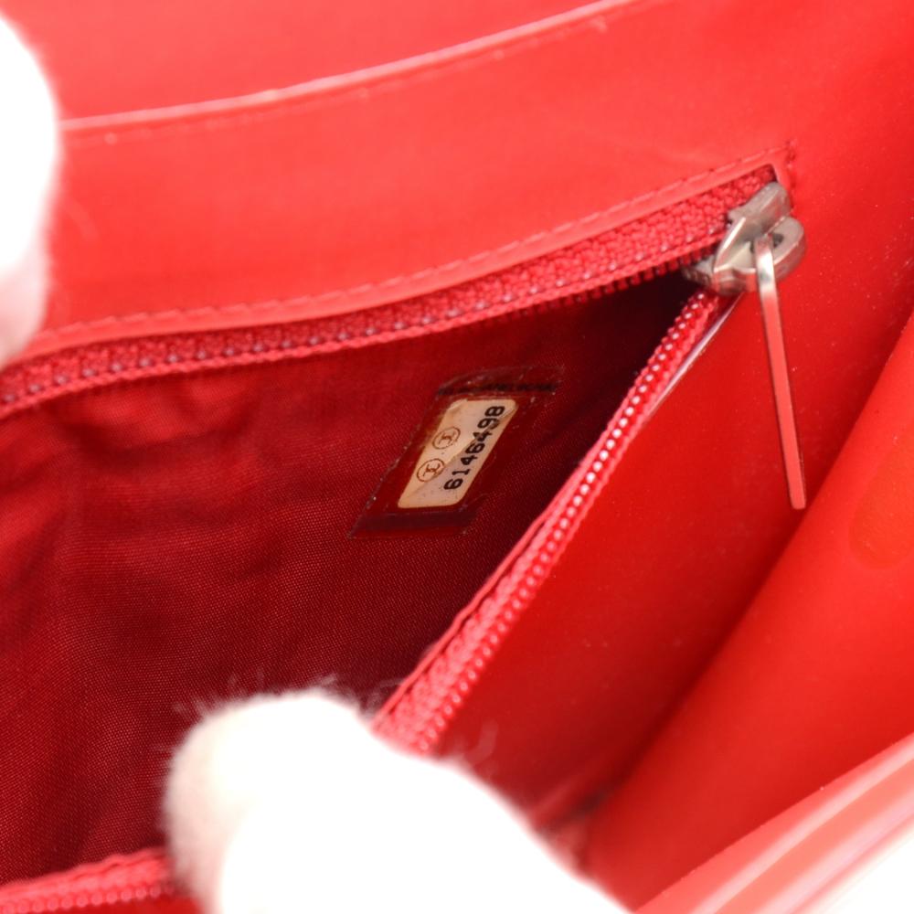 Chanel Holographic Red Vinyl Chain Shoulder Bag For Sale 3