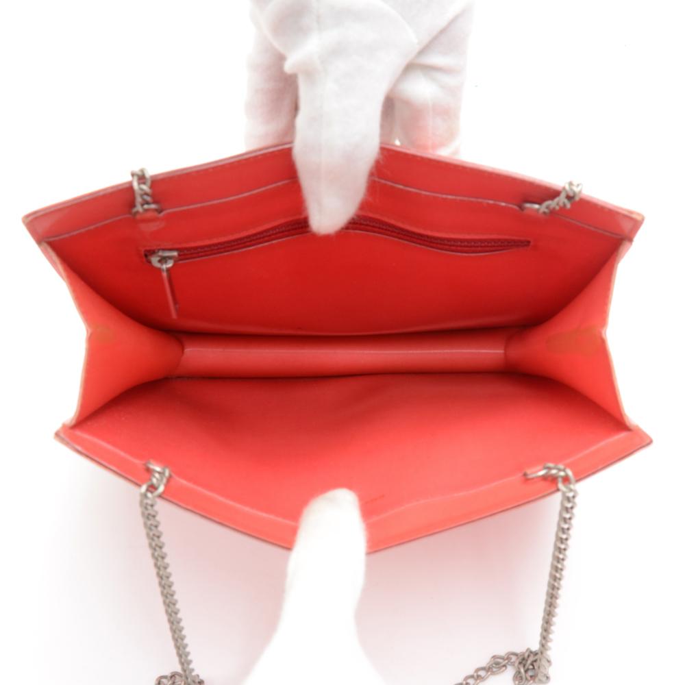 Chanel Holographic Red Vinyl Chain Shoulder Bag For Sale 4