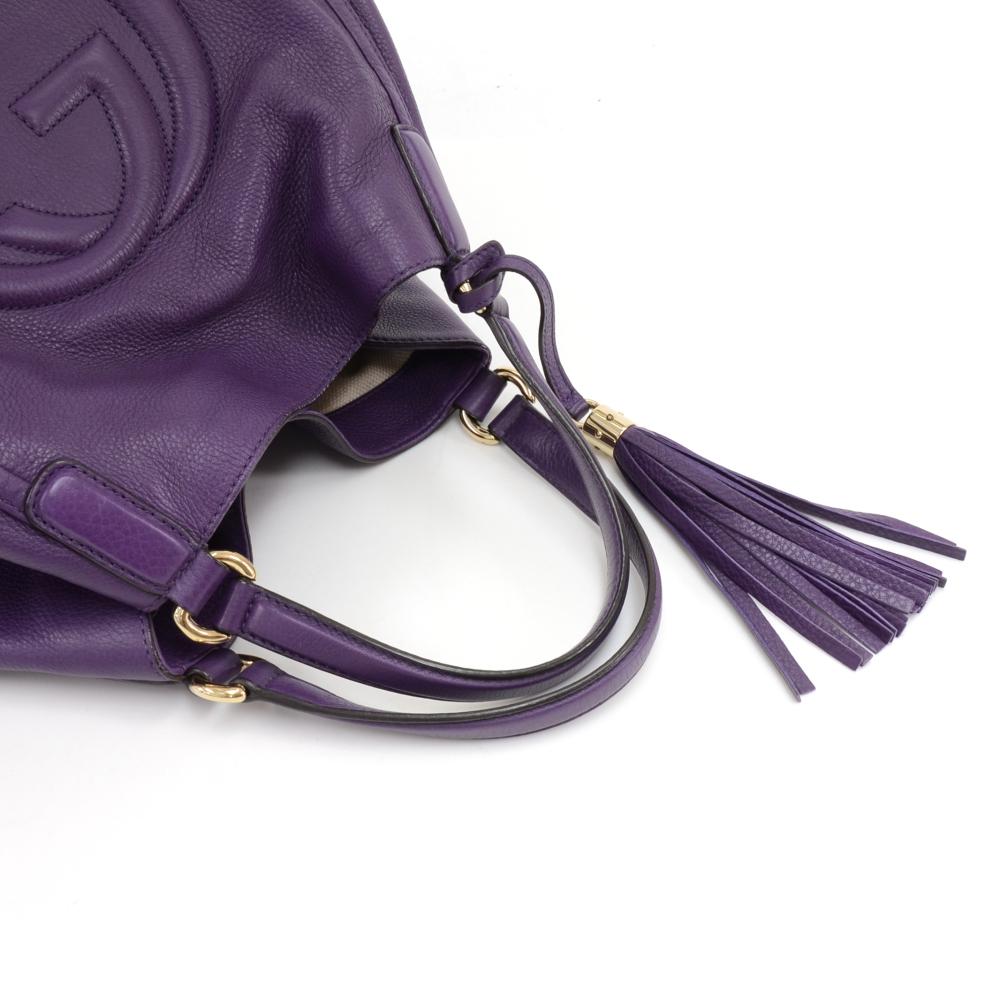 Women's Gucci Soho Purple Calfskin Leather Tassel Handbag