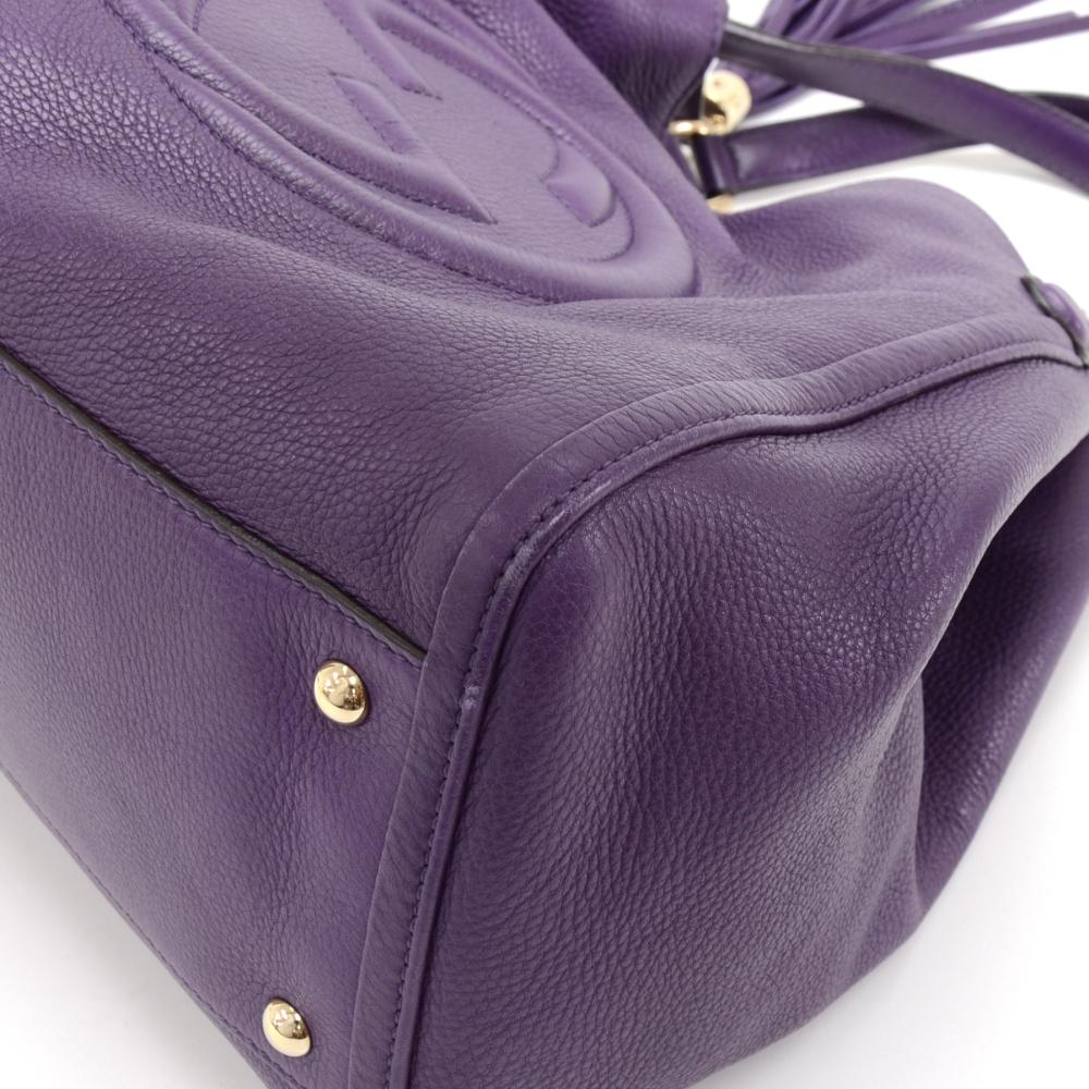 Gucci Soho Purple Calfskin Leather Tassel Handbag 1