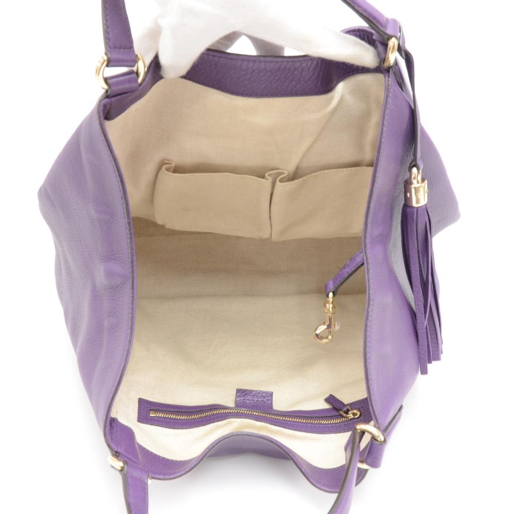 Gucci Soho Purple Calfskin Leather Tassel Handbag 3