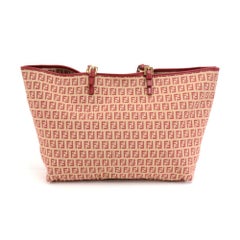 Vintage Fendi Zucca Red Monogram Canvas Roll Tote Bag