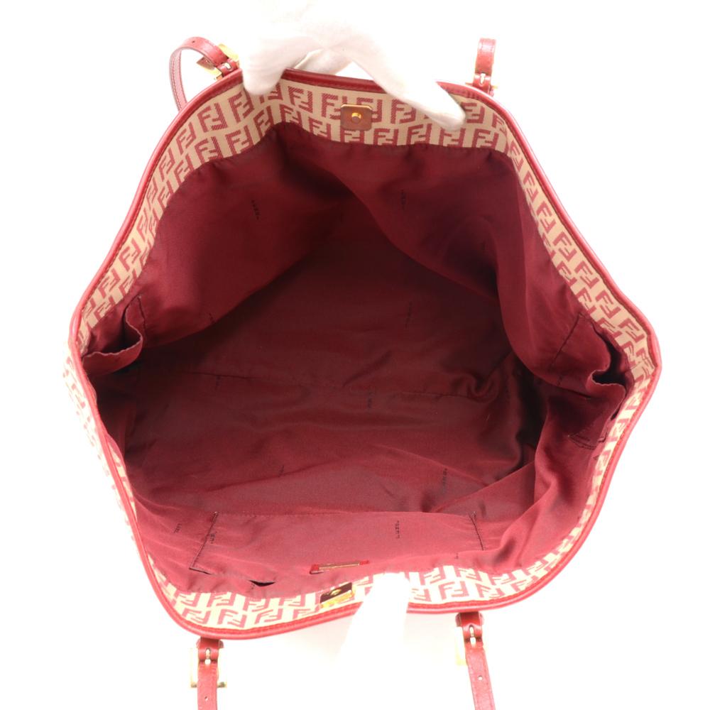 Vintage Fendi Zucca Red Monogram Canvas Roll Tote Bag For Sale 2