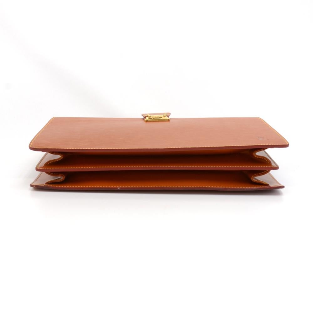 Women's or Men's Vintage Louis Vuitton Serviette Fermoir Cipango Gold Epi Leather Briefcase For Sale