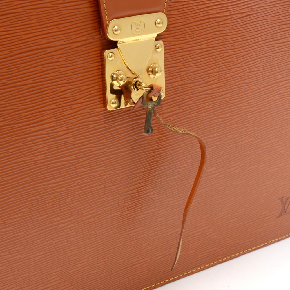 Vintage Louis Vuitton Serviette Fermoir Cipango Gold Epi Leather Briefcase For Sale 1