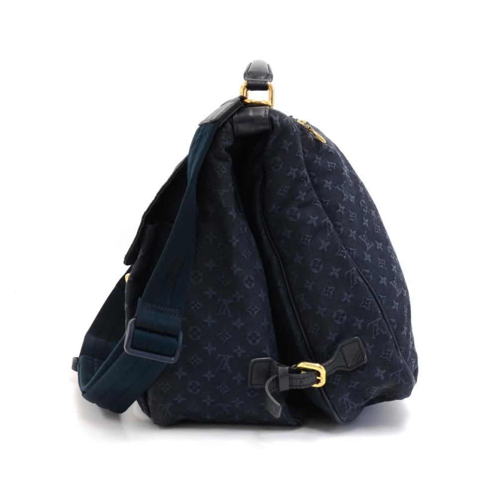 Black Louis Vuitton Denise Navy Monogram Mini Lin Messenger Bag