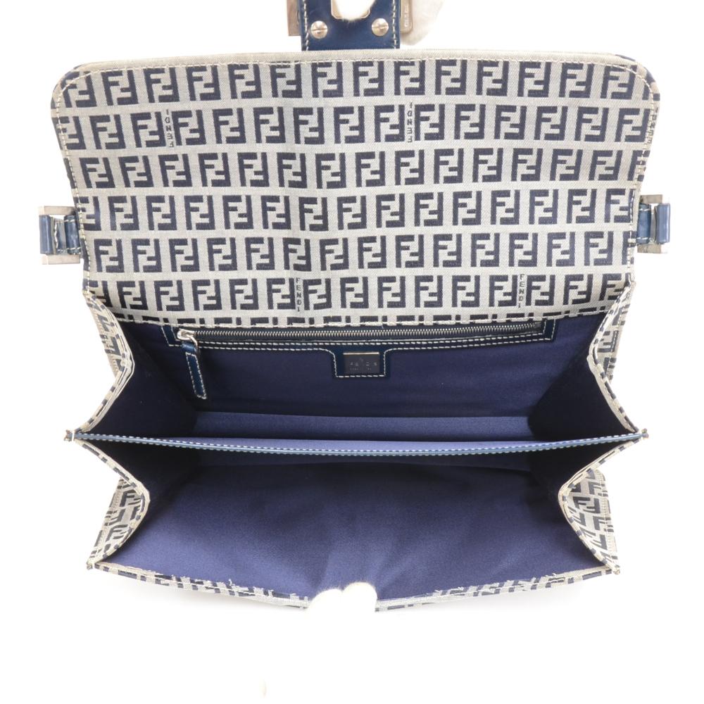 Fendi Navy Zucca Monogram Canvas Shoulder Flap Bag 1
