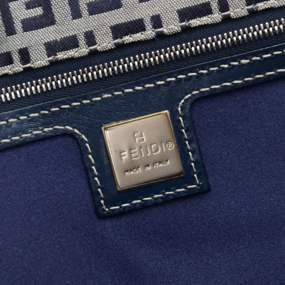 Fendi Navy Zucca Monogram Canvas Shoulder Flap Bag 2