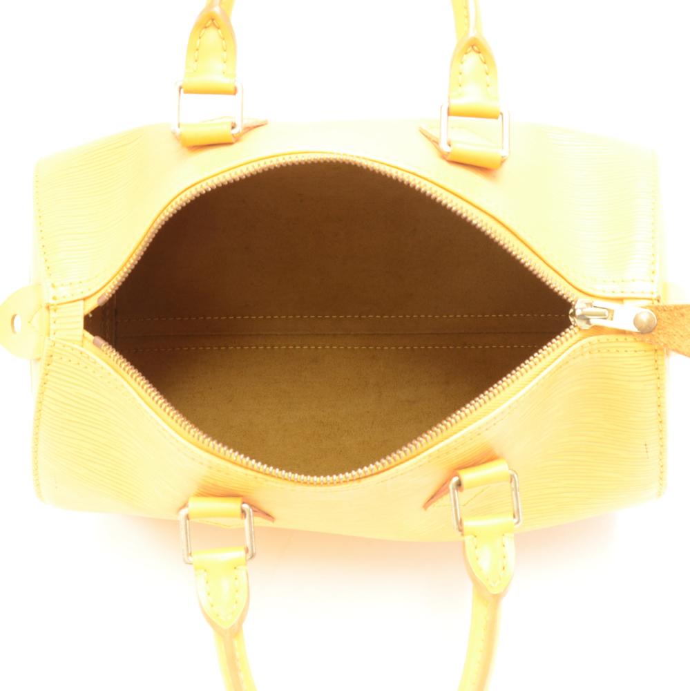 Vintage Louis Vuitton Speedy 25 Yellow Epi Leather City Hand Bag For Sale 5