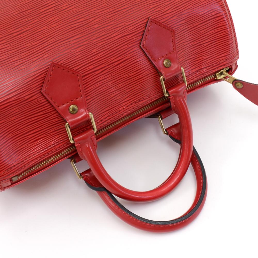 Vintage Louis Vuitton Speedy 25 Red Epi Leather City Hand Bag For Sale 1