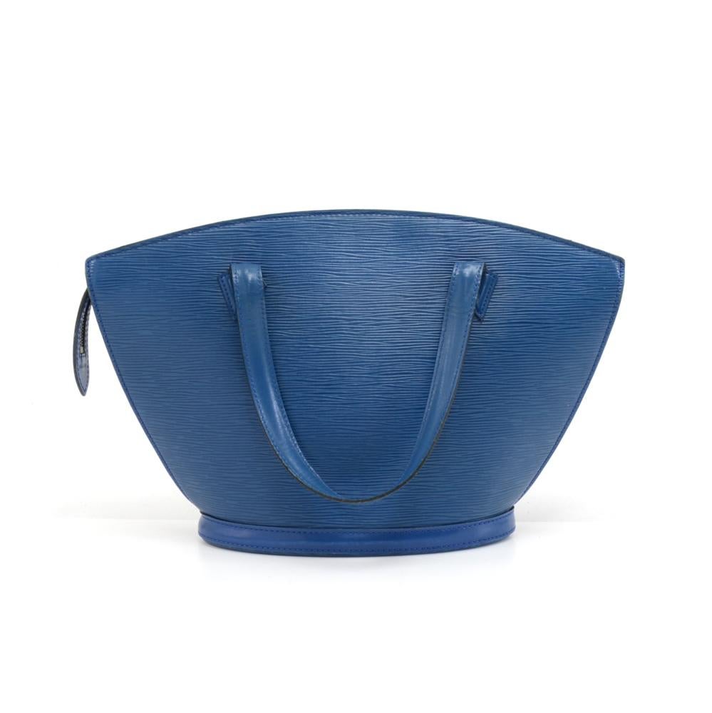 Louis Vuitton blue Epi leather Saint Jacques PM  shoulder bag. Main access is secured with a brass zipper. Inside has one open pocket and is in blue lining. A stunning discontinued item!  SKU: LQ213

Made in: France
Serial Number: VI1904
Size: 15 x