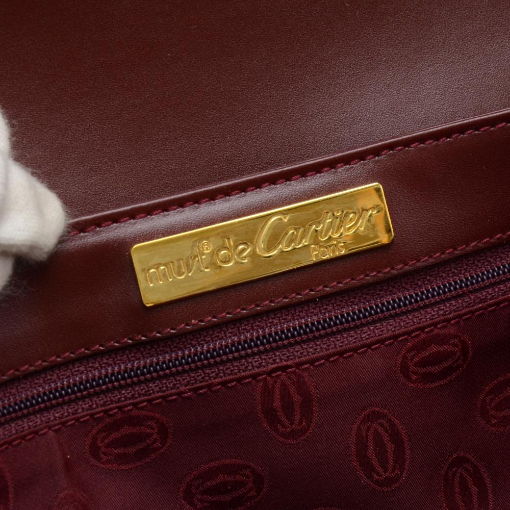 Cartier Must de Carter Line Burgundy Leather Medium Shoulder Bag For Sale 1