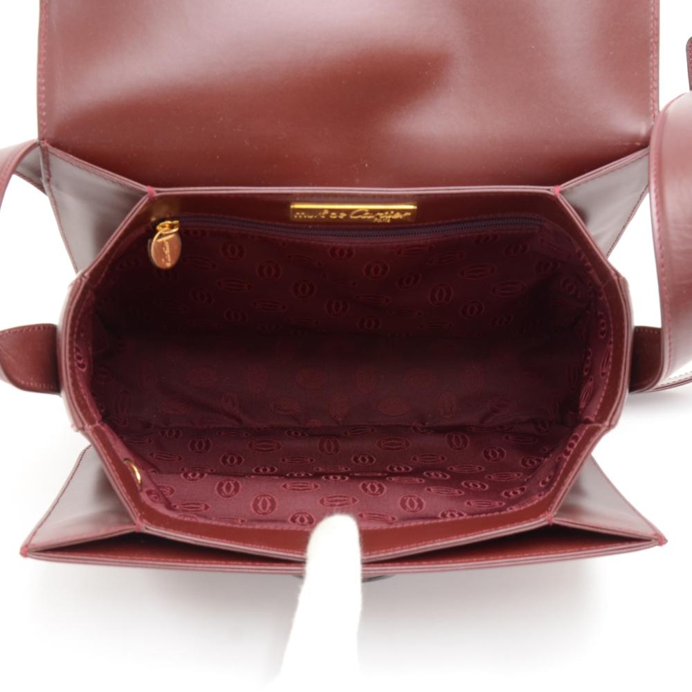 Cartier Must de Carter Line Burgundy Leather Medium Shoulder Bag For Sale 2