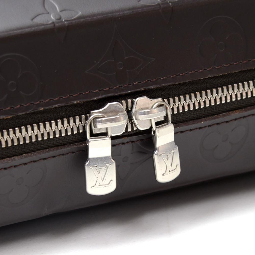Louis Vuitton Steve Dark Brown Monogram Glace Leather Document Bag For Sale 2