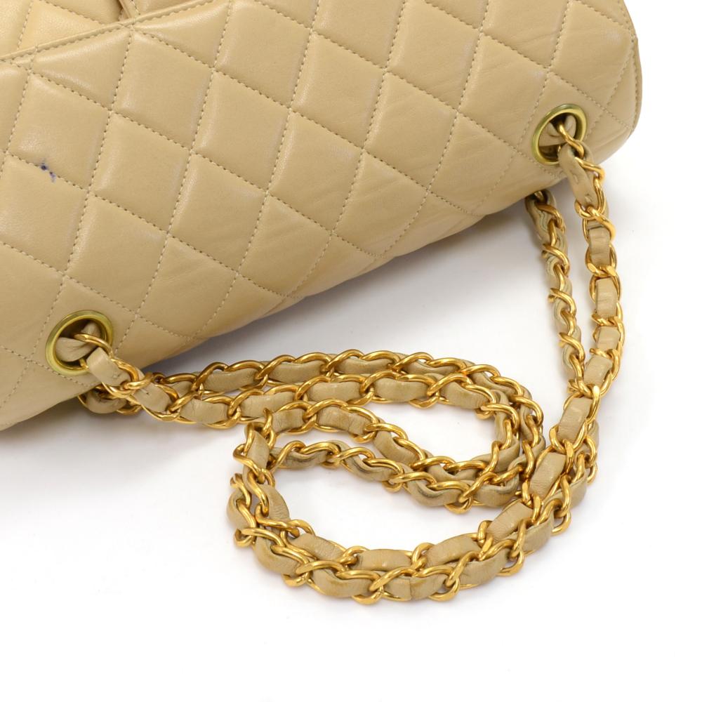 Vintage Chanel Beige Quilted Leather Double Sided Flap Shoulder Bag 2