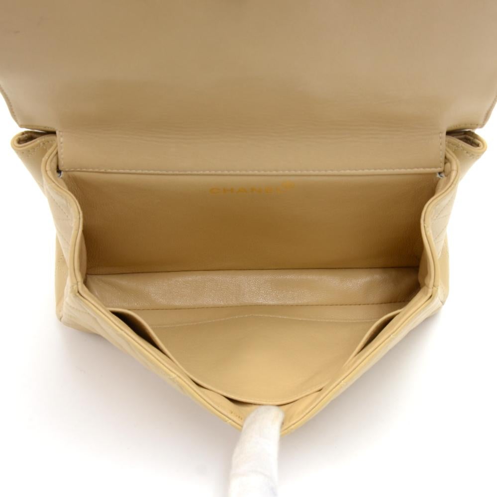 Vintage Chanel Beige Quilted Leather Double Sided Flap Shoulder Bag 5