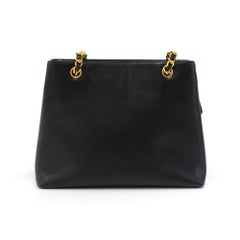 Vintage Chanel Black Caviar Leather Front Envelope Pocket Chain Shoulder Bag