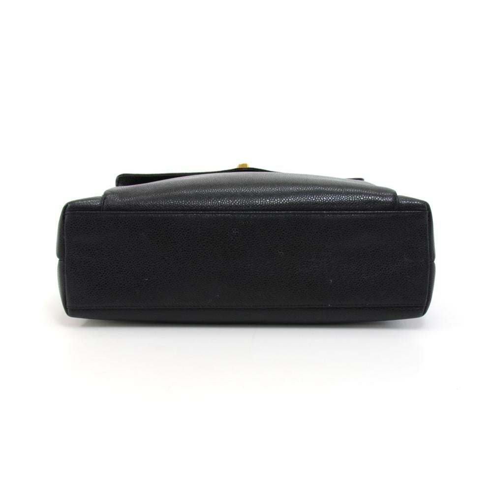 Vintage Chanel Black Caviar Leather Front Envelope Pocket Chain Shoulder Bag For Sale 1