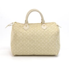 Louis Vuitton Speedy 30 White Dune Mini Lin Monogram Hand Bag