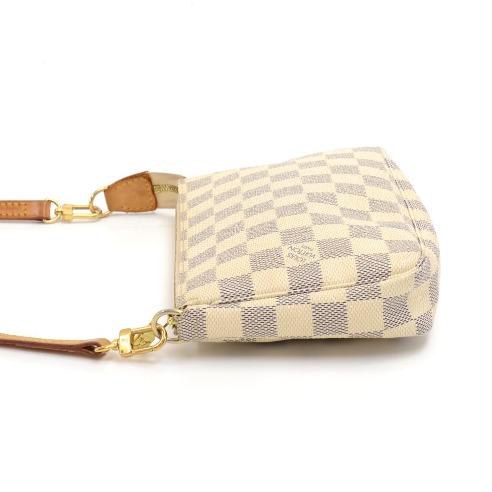 Louis Vuitton Pochette Accessories Damier Azur Canvas Hand Bag + Strap In Good Condition In Fukuoka, Kyushu