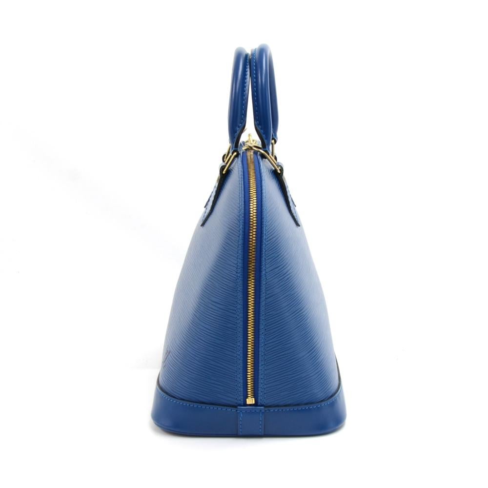 Louis Vuitton Alma Blue Epi Leather Hand Bag In Excellent Condition In Fukuoka, Kyushu