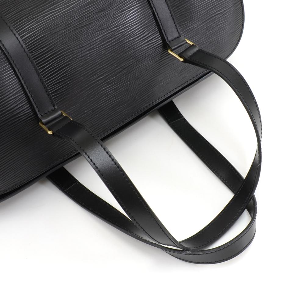 Vintage Louis Vuitton Soufflot Black Epi Leather Hand Bag + Pouch For Sale 3